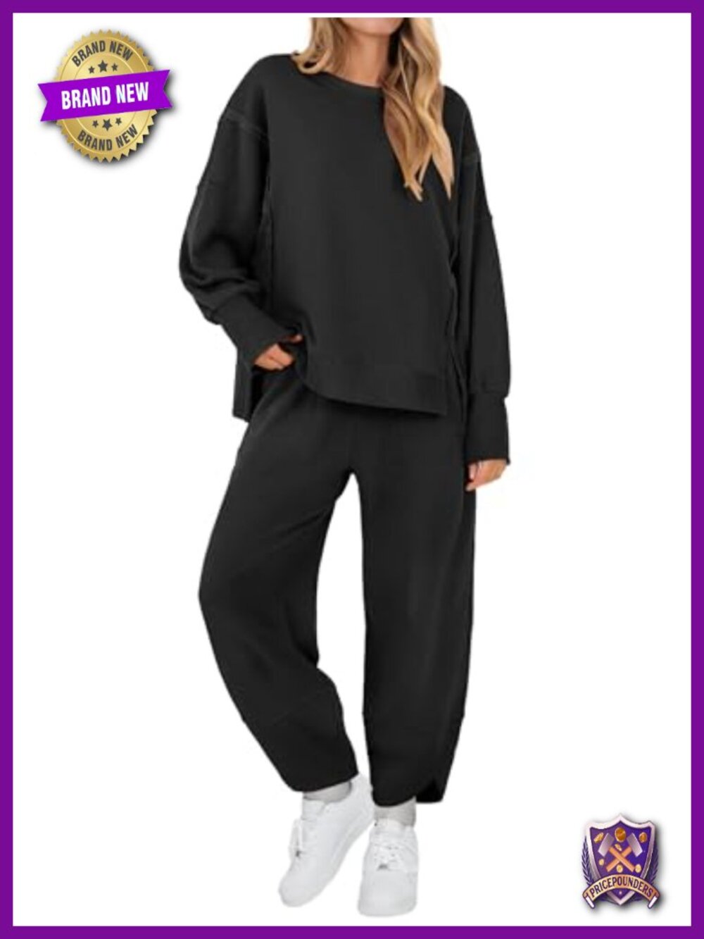 Oversized Two Piece Pant Set Crew Neck Long Sleeve Casual Sweatsuit